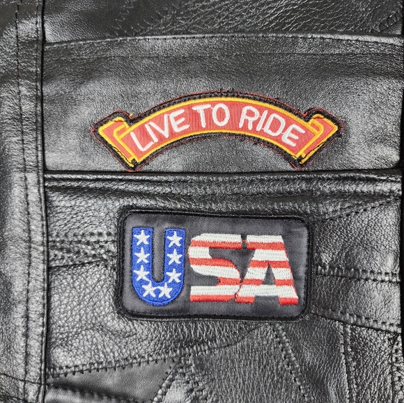 Leather Biker Vest with Patches Galore! - Picture 3 of 11